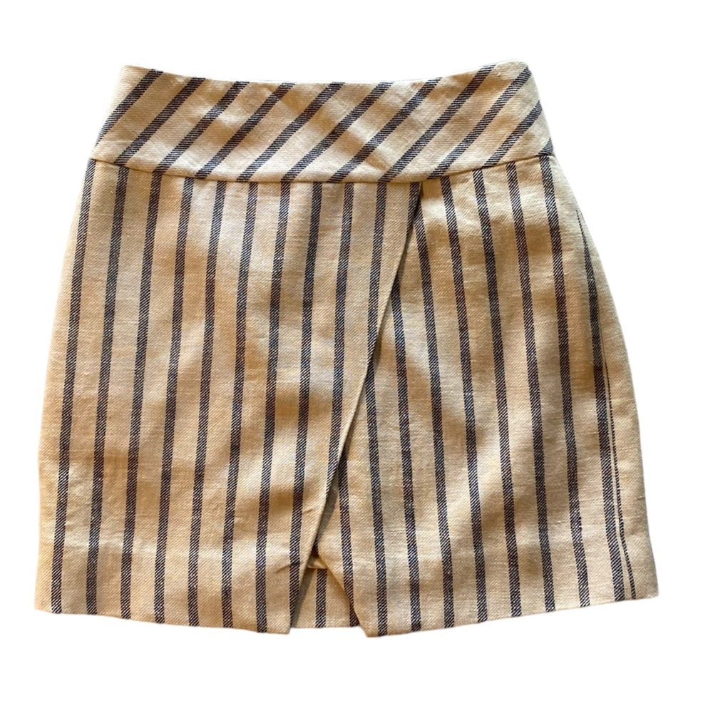 J.Crew Blue and Cream Striped Slit Zipper Skirt Office Size 00 Great Condition!